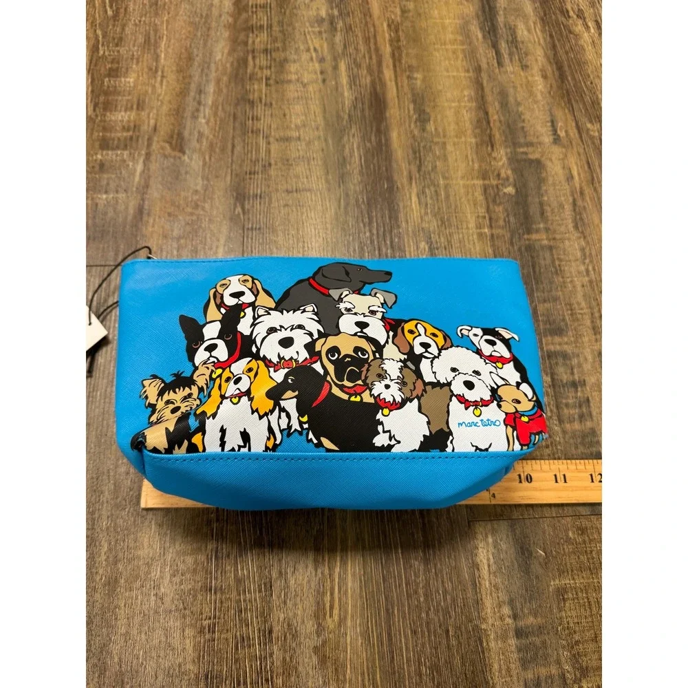 Marc Tetro Blue Dog Print Tote Bag and Matching Cosmetic‎ Pouch Set Please Read